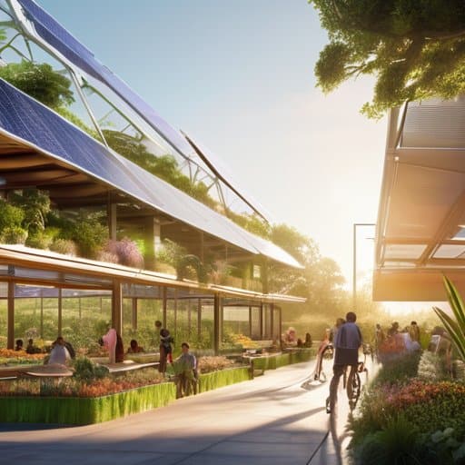 Bright cityscape, solarpunk aesthetic and future hope
